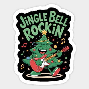 Funny Christmas Tree Playing Guitar Sticker